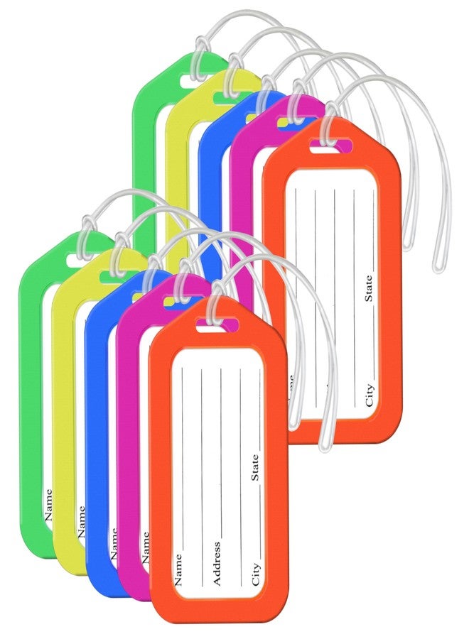 Storite Pack Of 10 Luggage Tags, Smart Tags For Travel Suitcases, Travel Bag Tags For Easily Identification Of Bags (Multicolour), 10 Labels - Image 1